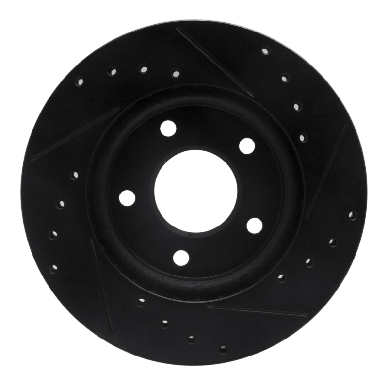 Dodge Caliber Brake Rotor (1) - Front Left - R1 Concepts - Drilled & Slotted - Black - `07-`17